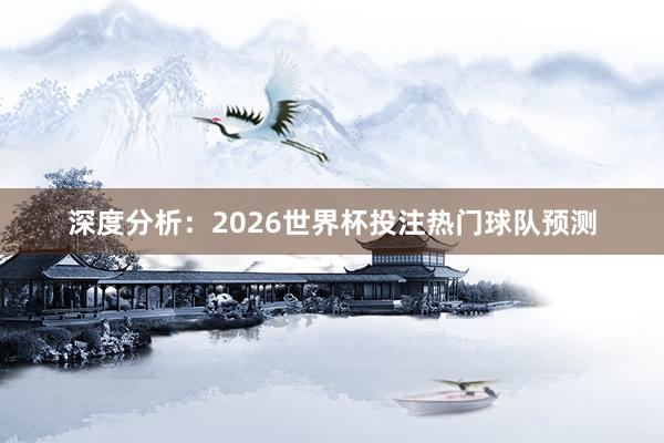 深度分析：2026世界杯投注热门球队预测